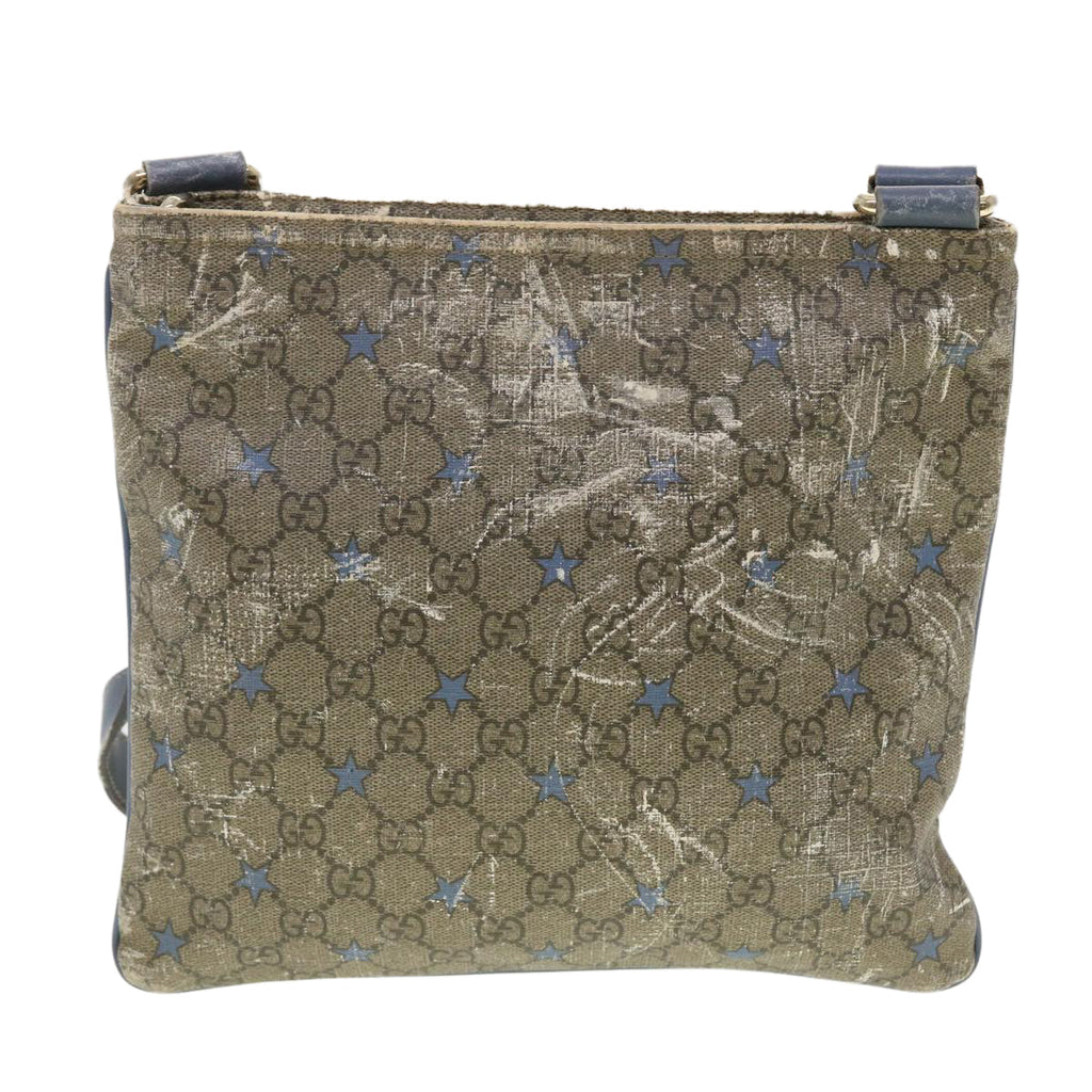 GUCCI GG Implementation Shoulder Bag PVC Leather Beige Blue 295257 40344
