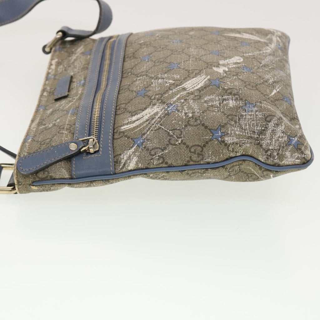GUCCI GG Implementation Shoulder Bag PVC Leather Beige Blue 295257 40344