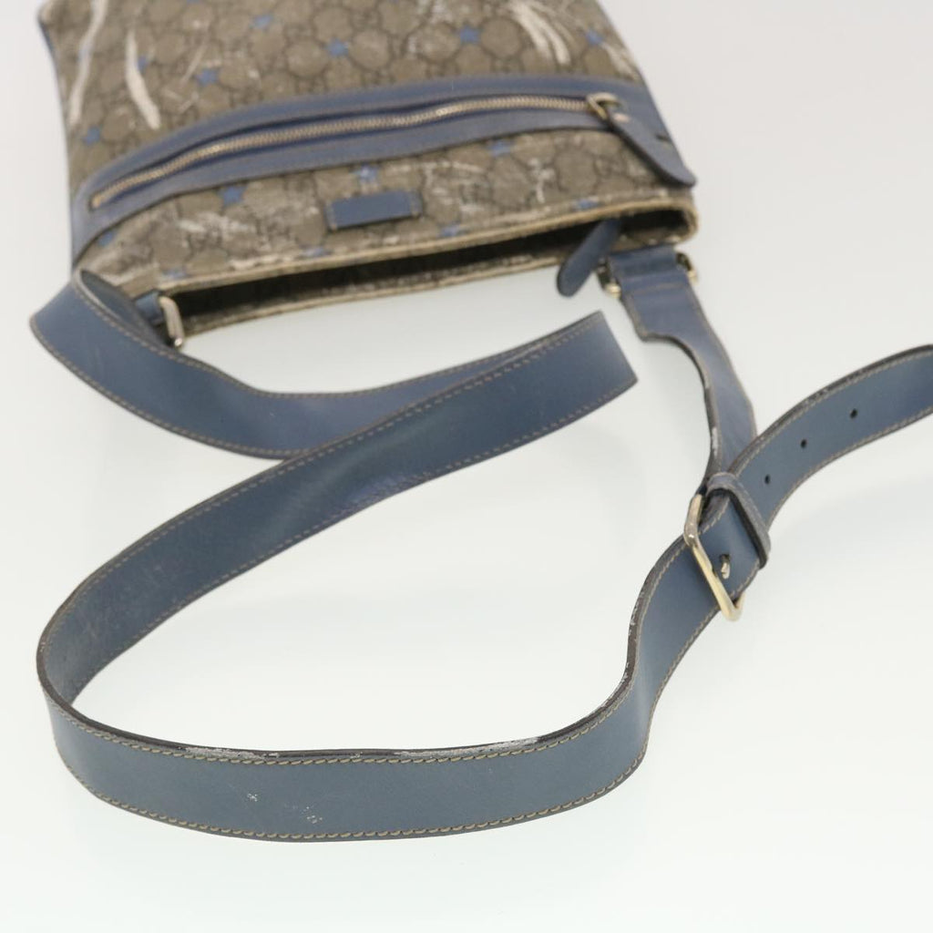 GUCCI GG Implementation Shoulder Bag PVC Leather Beige Blue 295257 40344