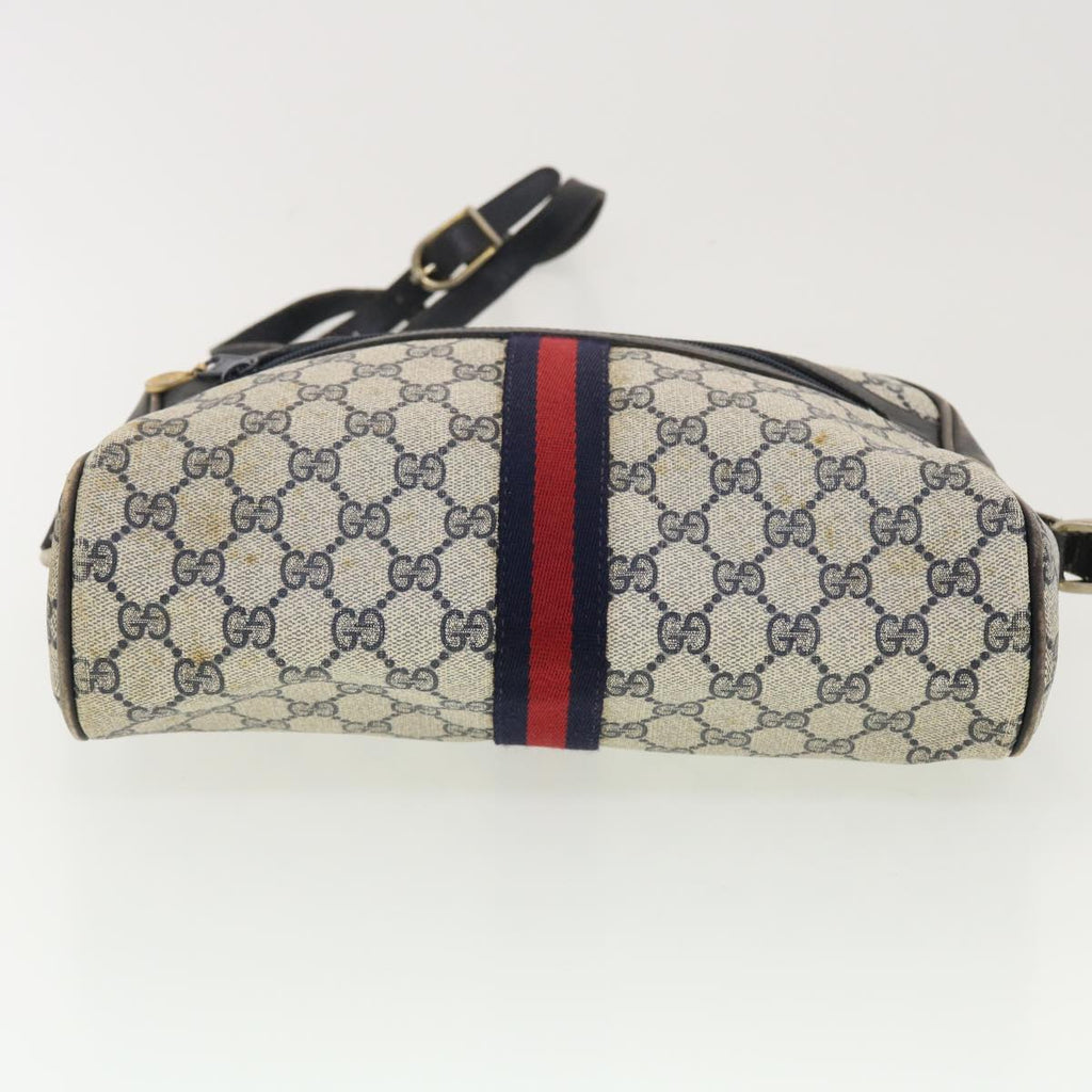 GUCCI GG Canvas Sherry Line Shoulder Bag PVC Leather Gray Red Navy 40345