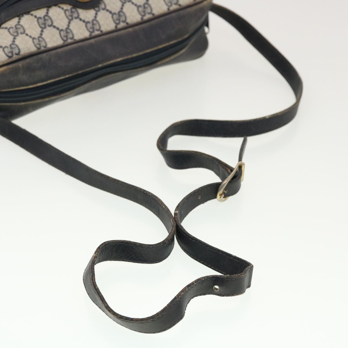 GUCCI GG Canvas Sherry Line Shoulder Bag PVC Leather Gray Red Navy 40345