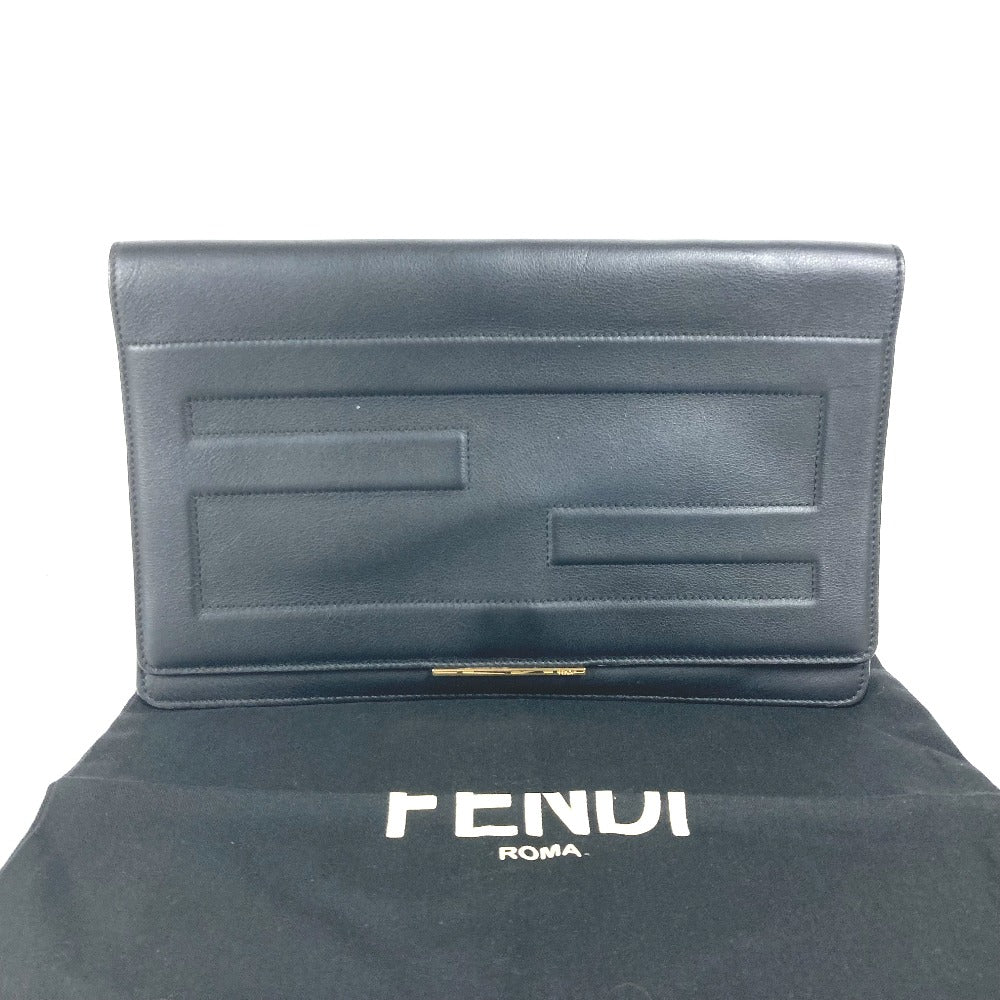FENDI Clutch bag 8M0351 leather black FF logo mens Used