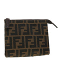 FENDI Zucca Canvas Pouch Black Brown 40374