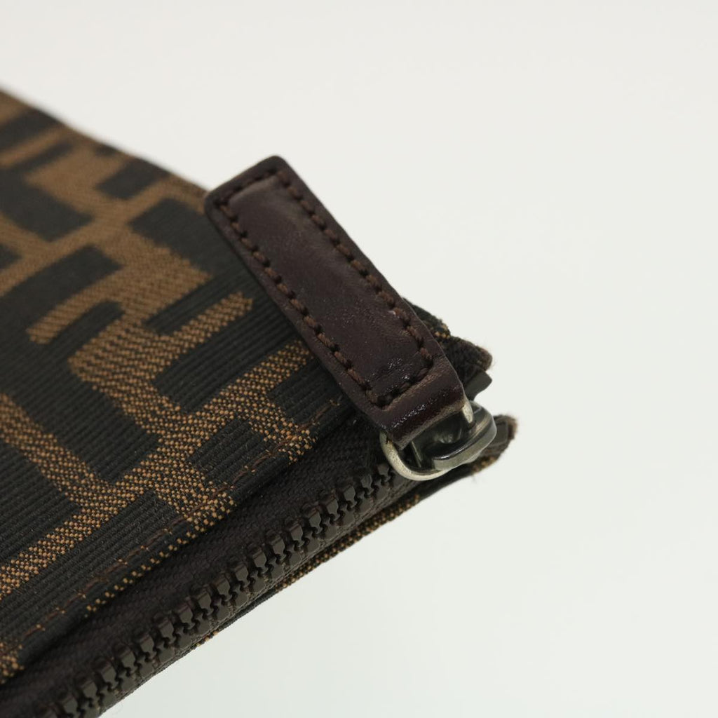 FENDI Zucca Canvas Pouch Black Brown 40374