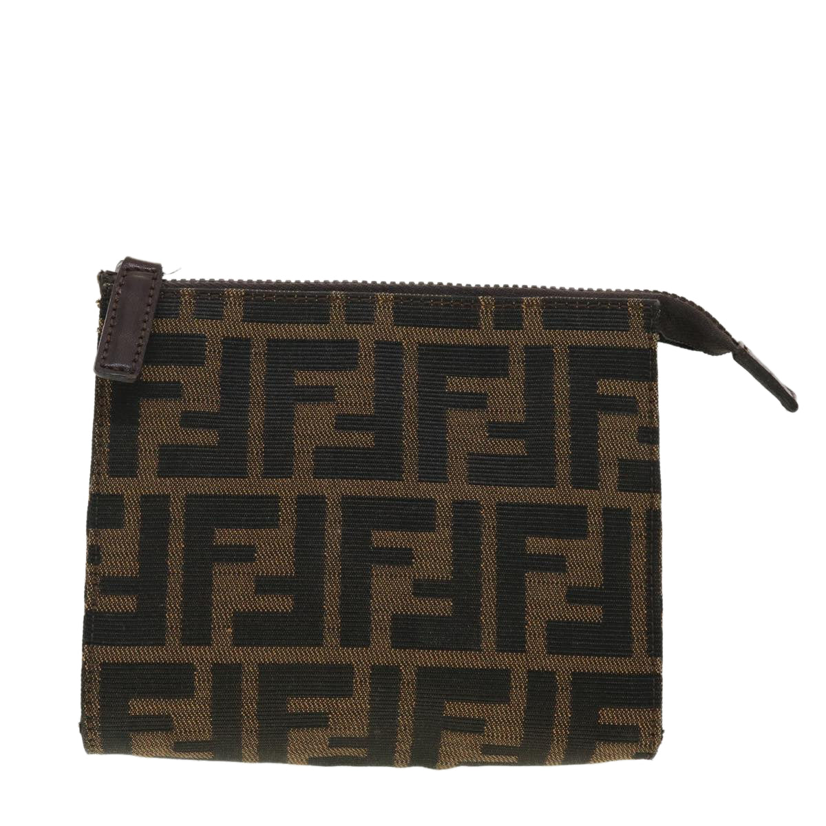FENDI Zucca Canvas Pouch Black Brown 40374