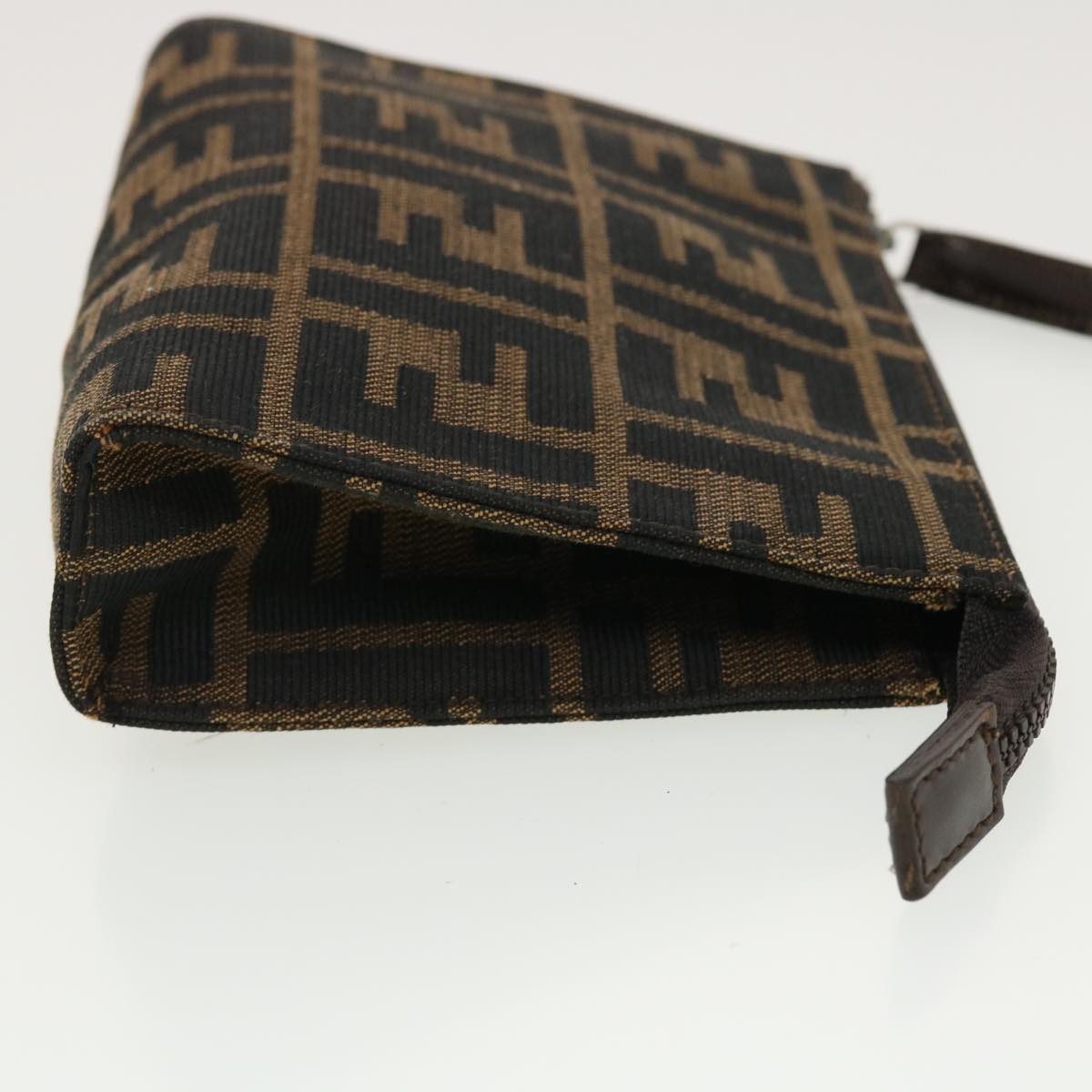 FENDI Zucca Canvas Pouch Black Brown 40374