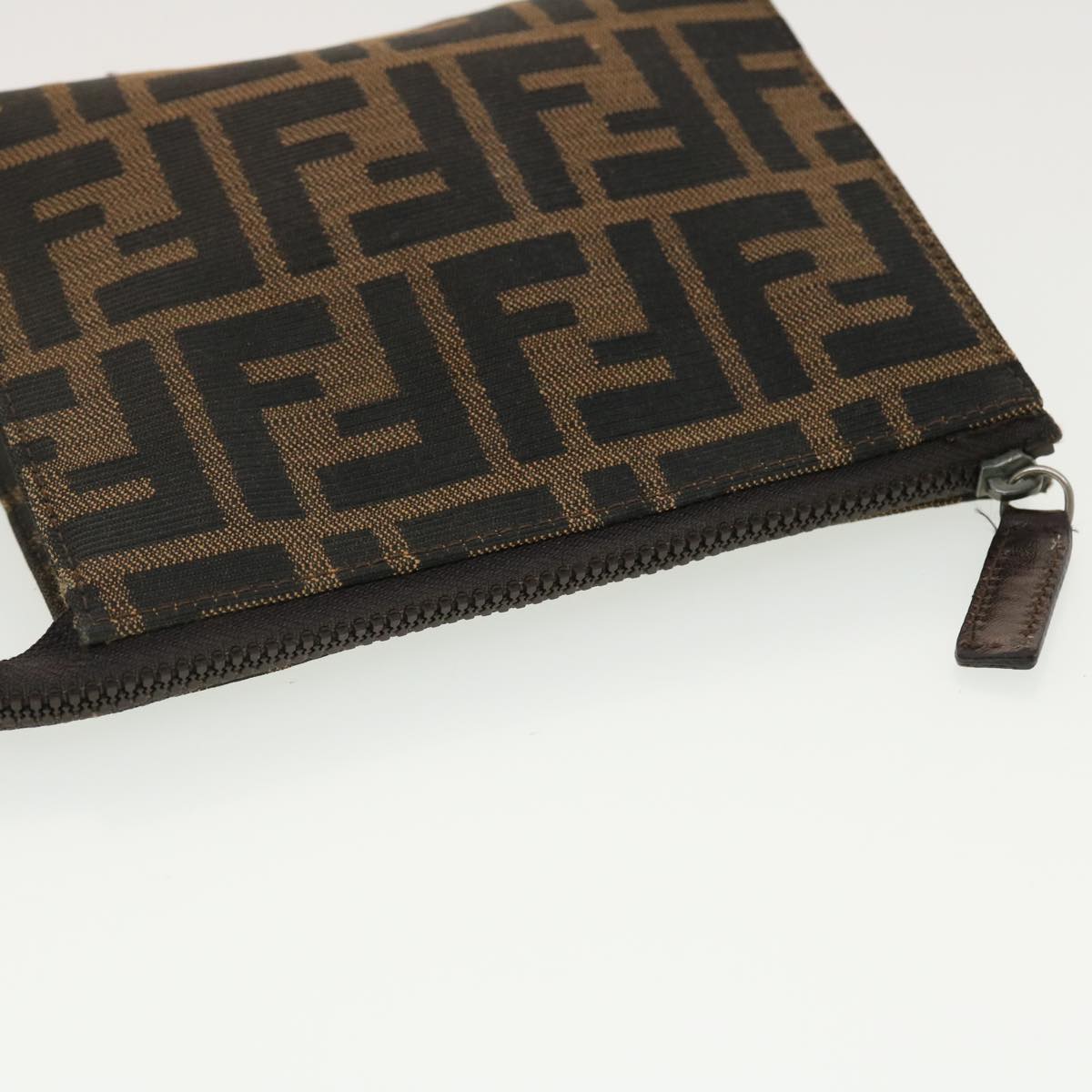 FENDI Zucca Canvas Pouch Black Brown 40374