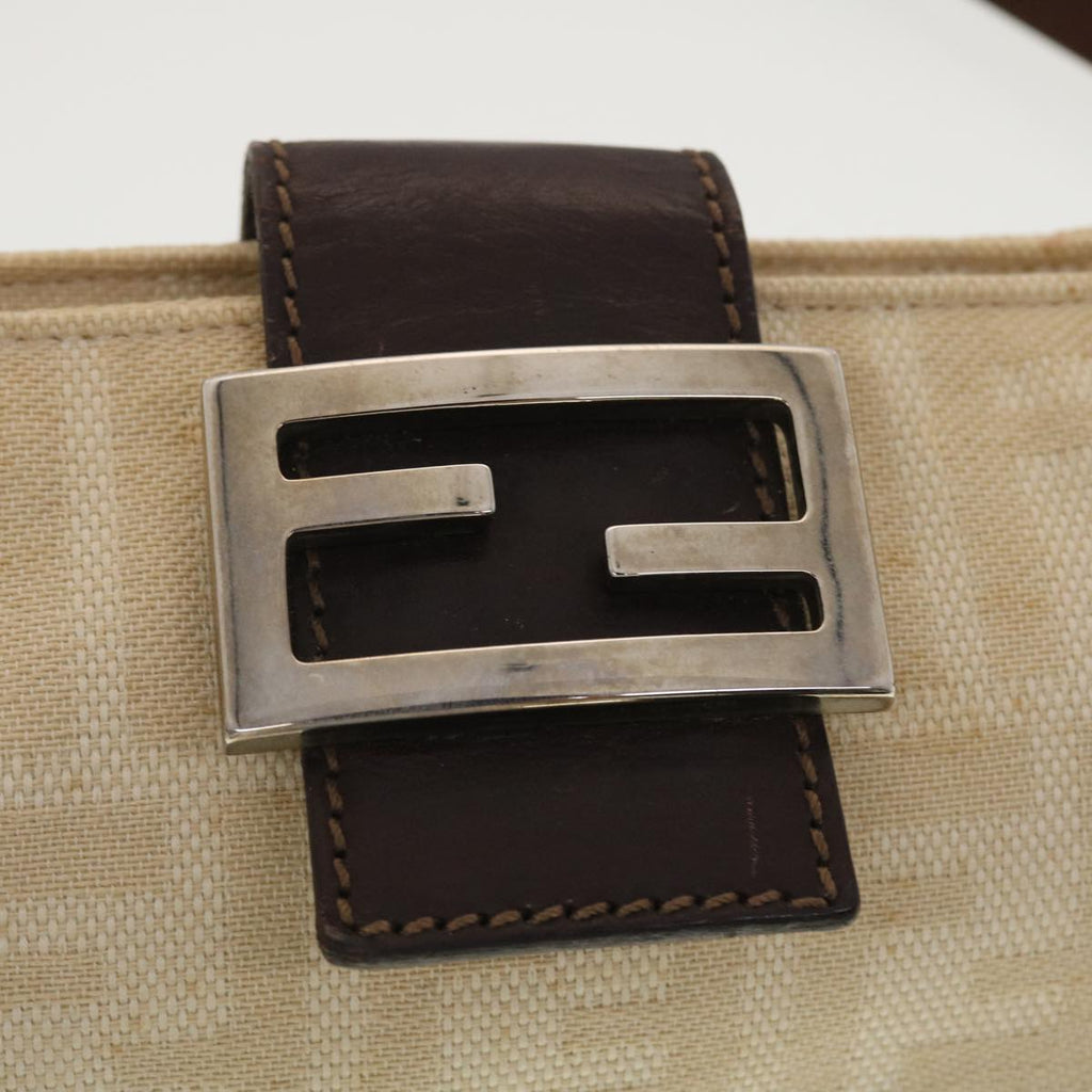 FENDI Zucca Canvas Shoulder Bag Beige 40376