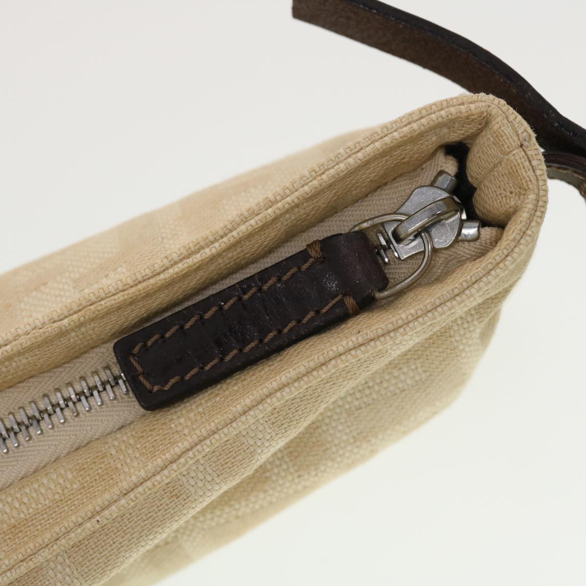FENDI Zucca Canvas Shoulder Bag Beige 40376