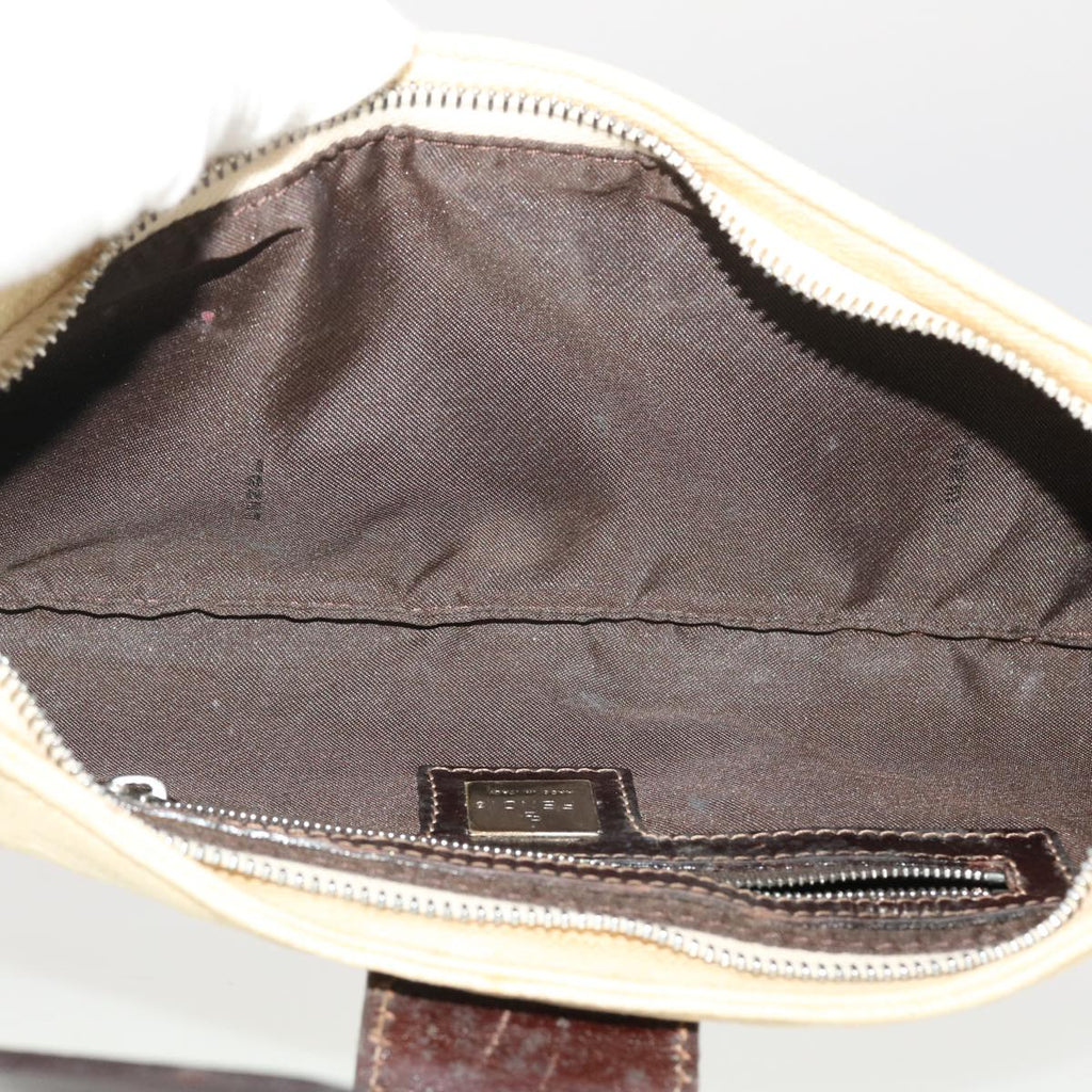 FENDI Zucca Canvas Shoulder Bag Beige 40376
