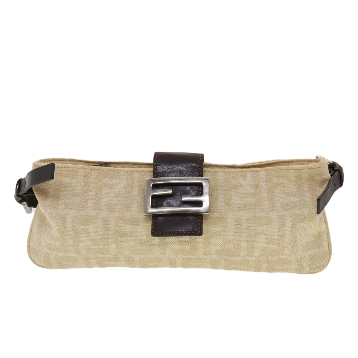 FENDI Zucca Canvas Shoulder Bag Beige 40376