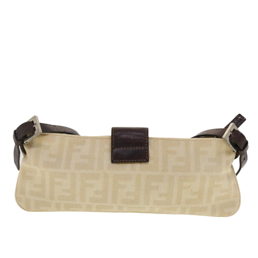 FENDI Zucca Canvas Shoulder Bag Beige 40376