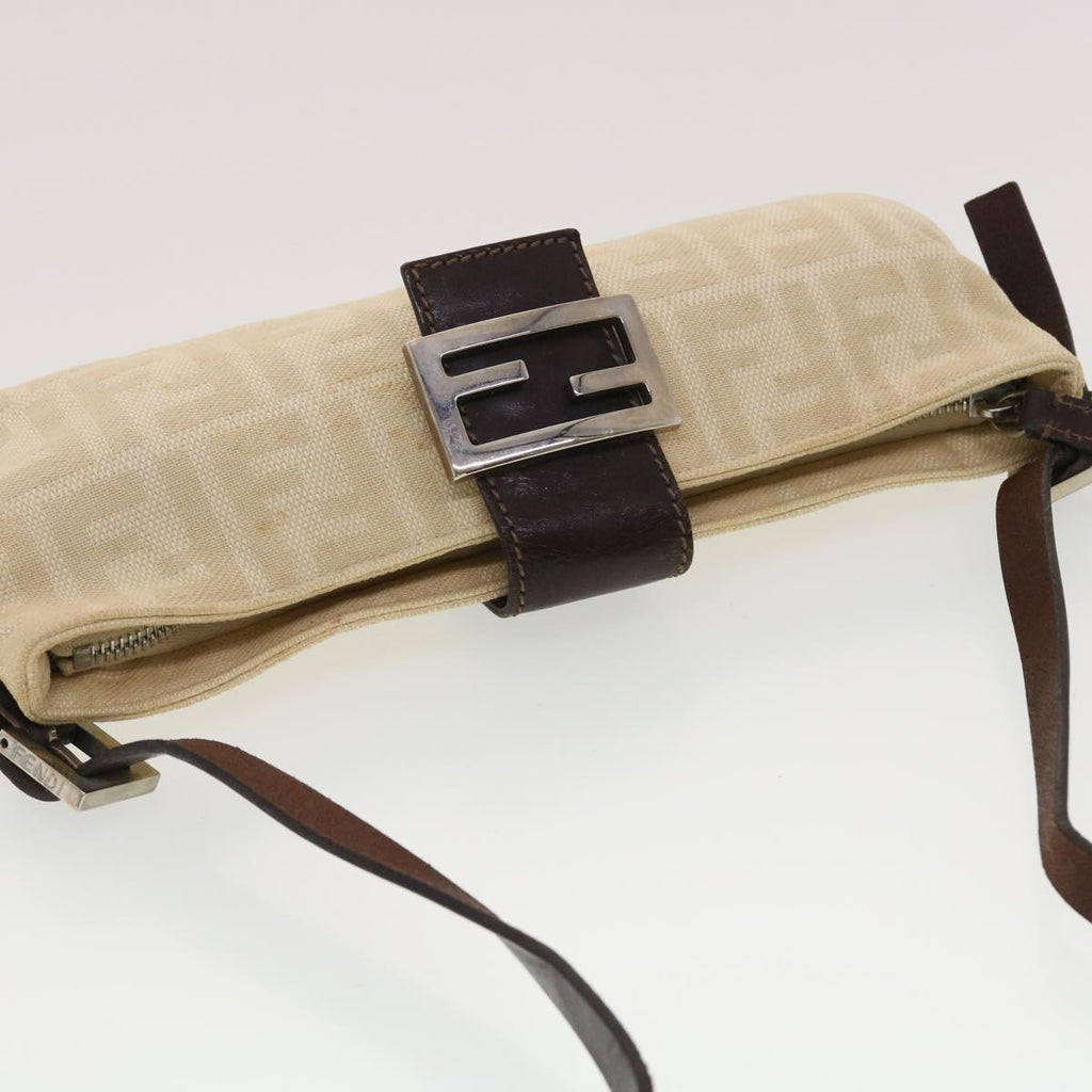 FENDI Zucca Canvas Shoulder Bag Beige 40376