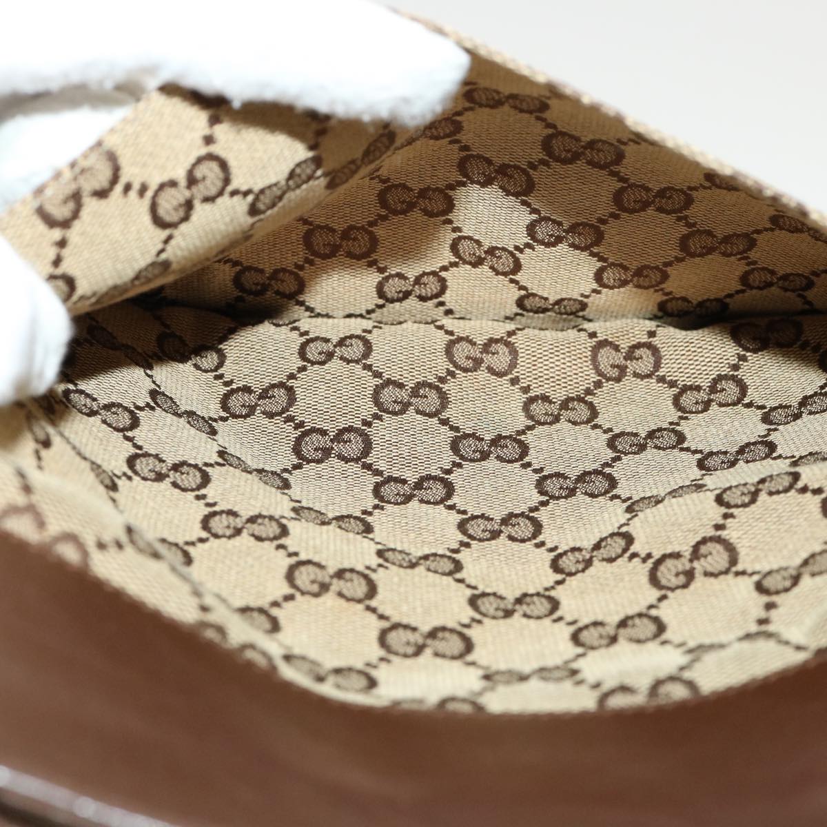 GUCCI GG Canvas Shoulder Bag Beige Brown 200047 40527