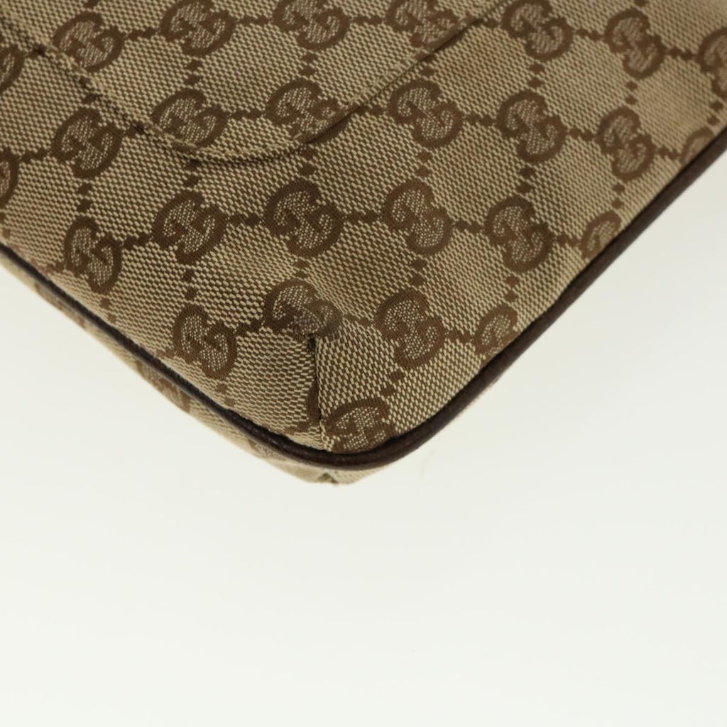 GUCCI GG Canvas Shoulder Bag Beige Dark Brown 122793 40529