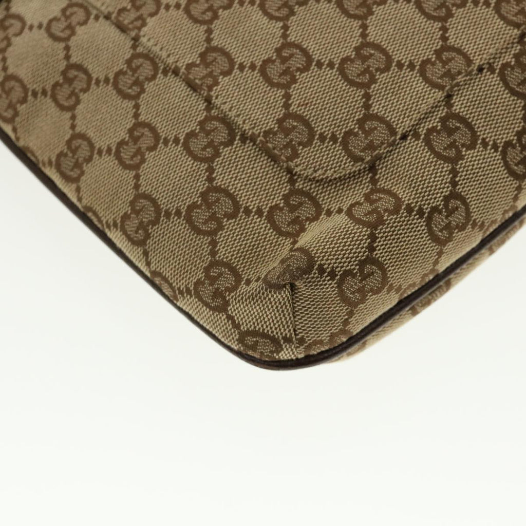 GUCCI GG Canvas Shoulder Bag Beige Dark Brown 122793 40529