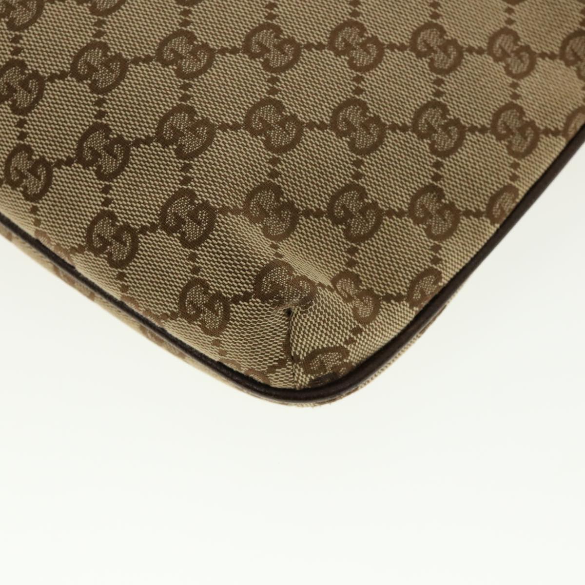 GUCCI GG Canvas Shoulder Bag Beige Dark Brown 122793 40529