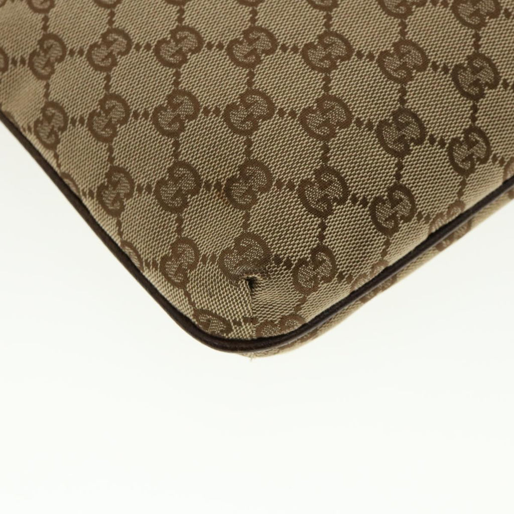 GUCCI GG Canvas Shoulder Bag Beige Dark Brown 122793 40529