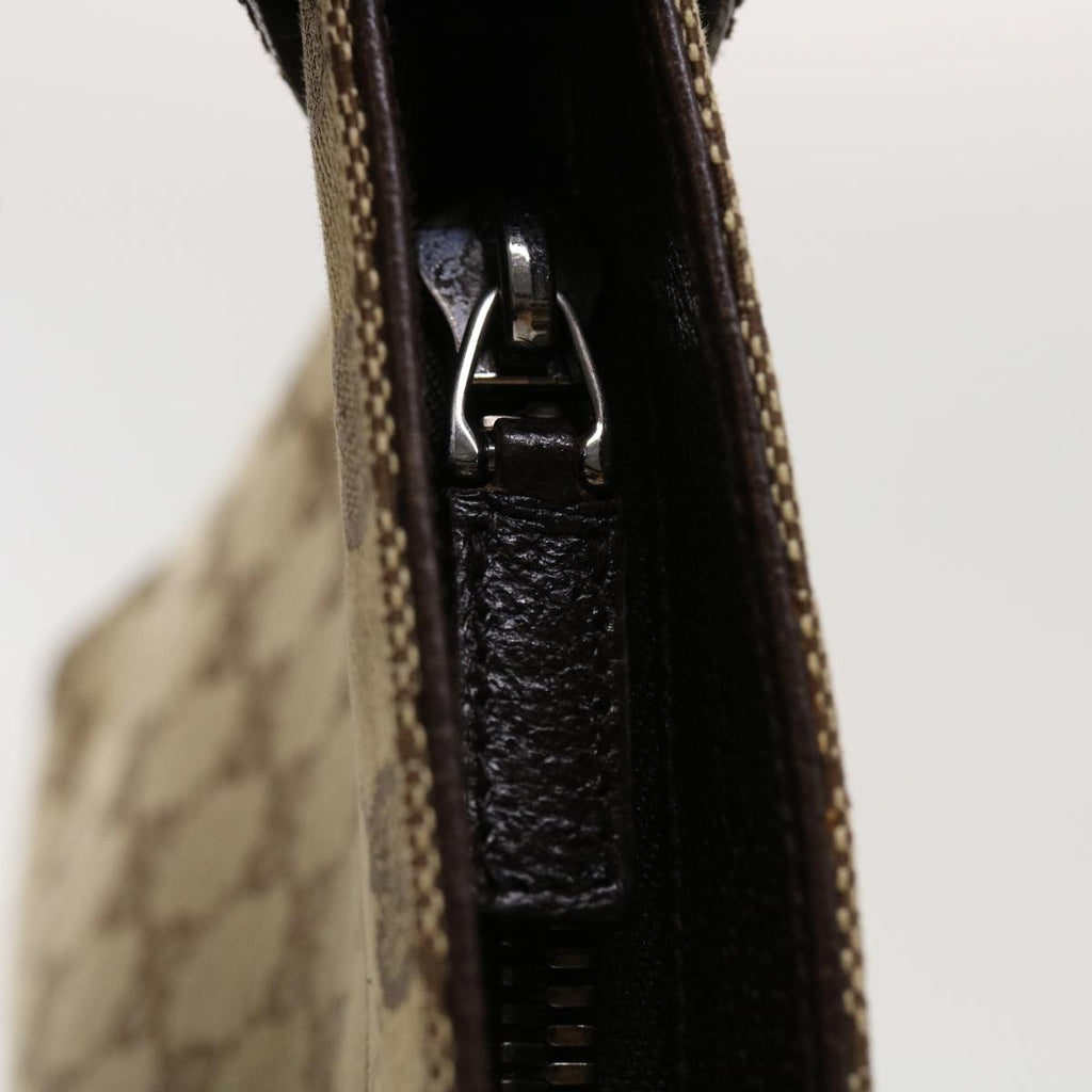 GUCCI GG Canvas Shoulder Bag Beige Dark Brown 122793 40529