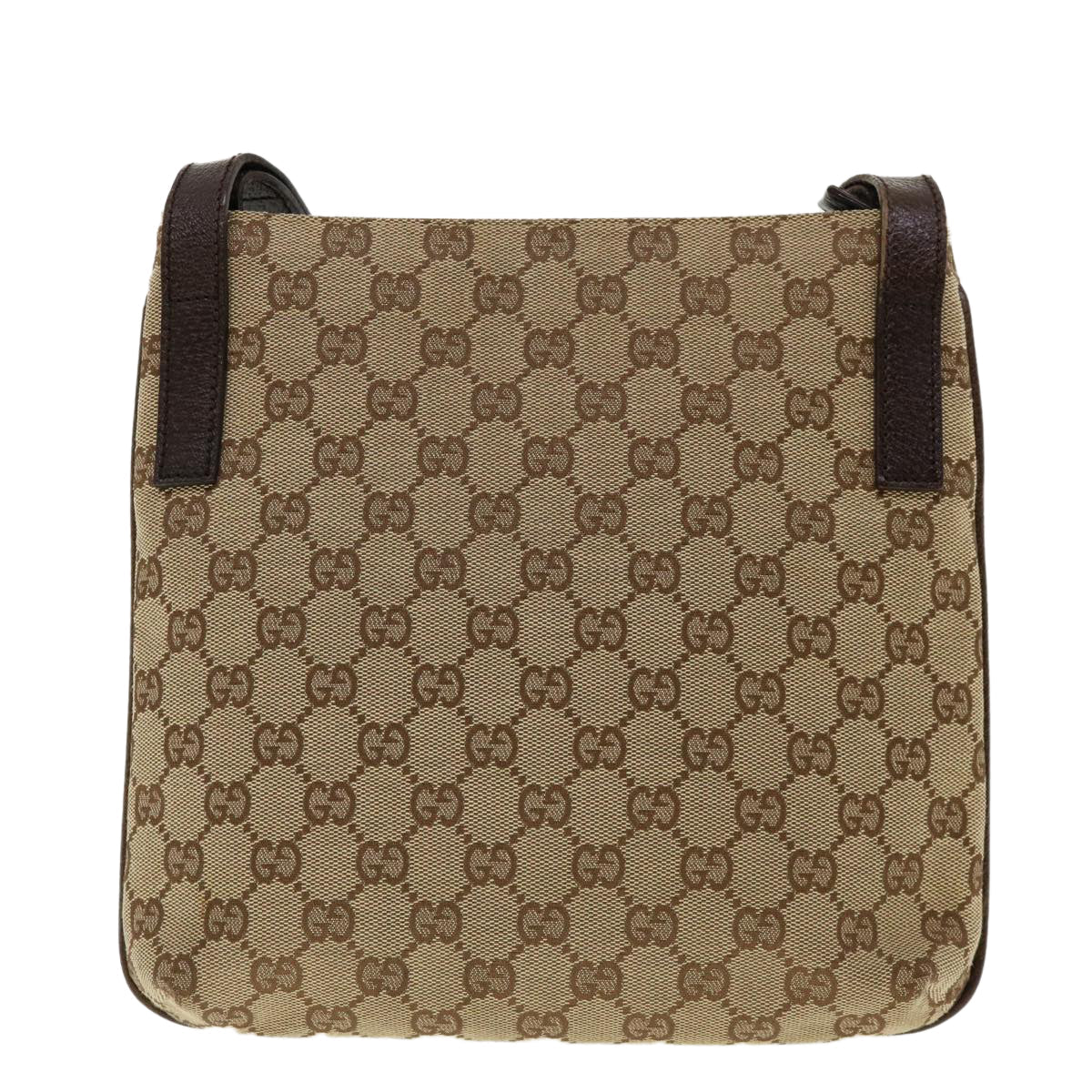 GUCCI GG Canvas Shoulder Bag Beige Dark Brown 122793 40529