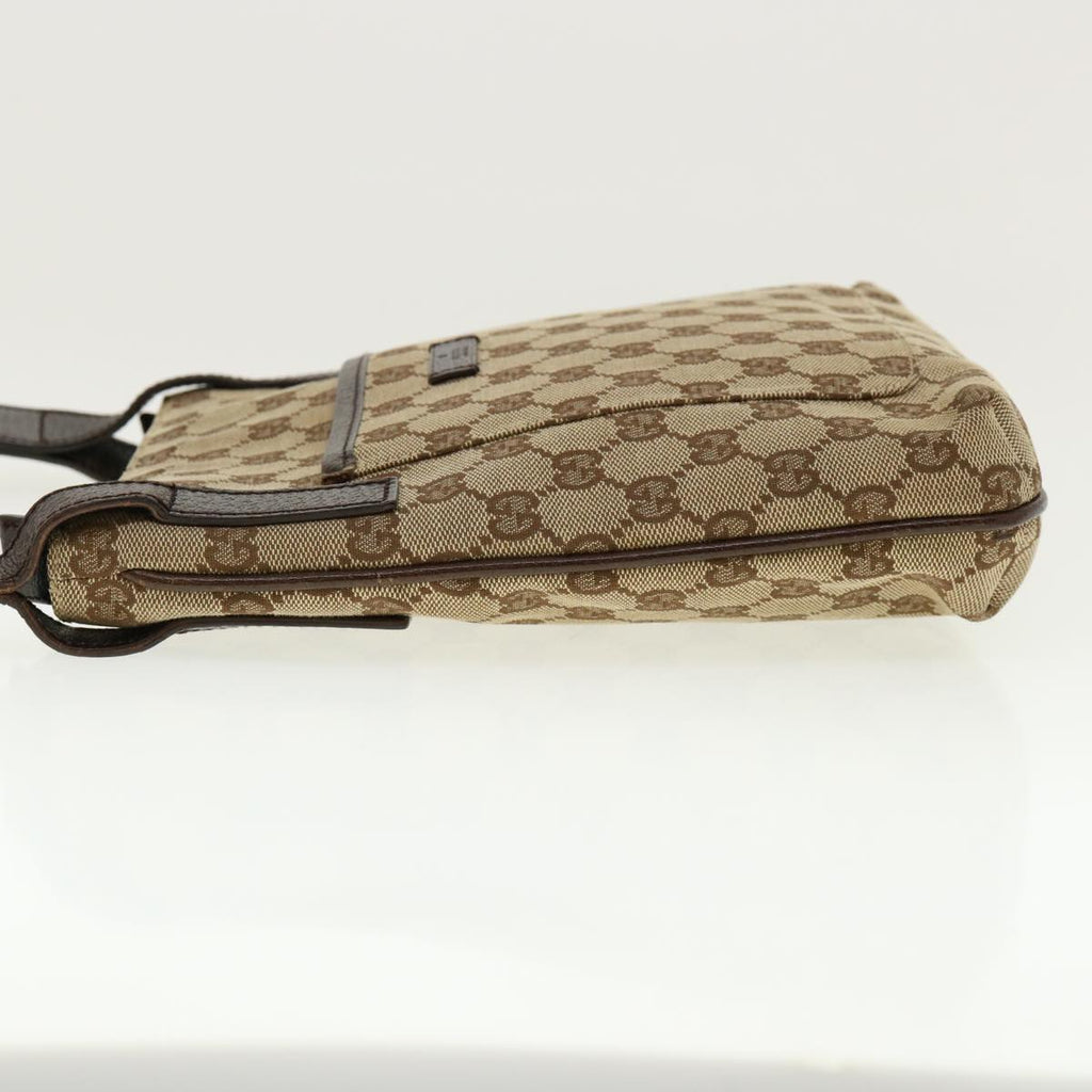 GUCCI GG Canvas Shoulder Bag Beige Dark Brown 122793 40529