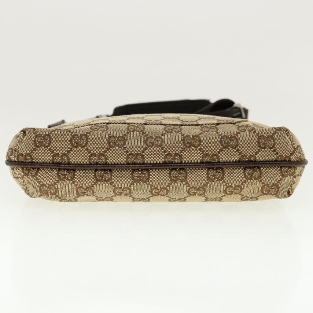 GUCCI GG Canvas Shoulder Bag Beige Dark Brown 122793 40529