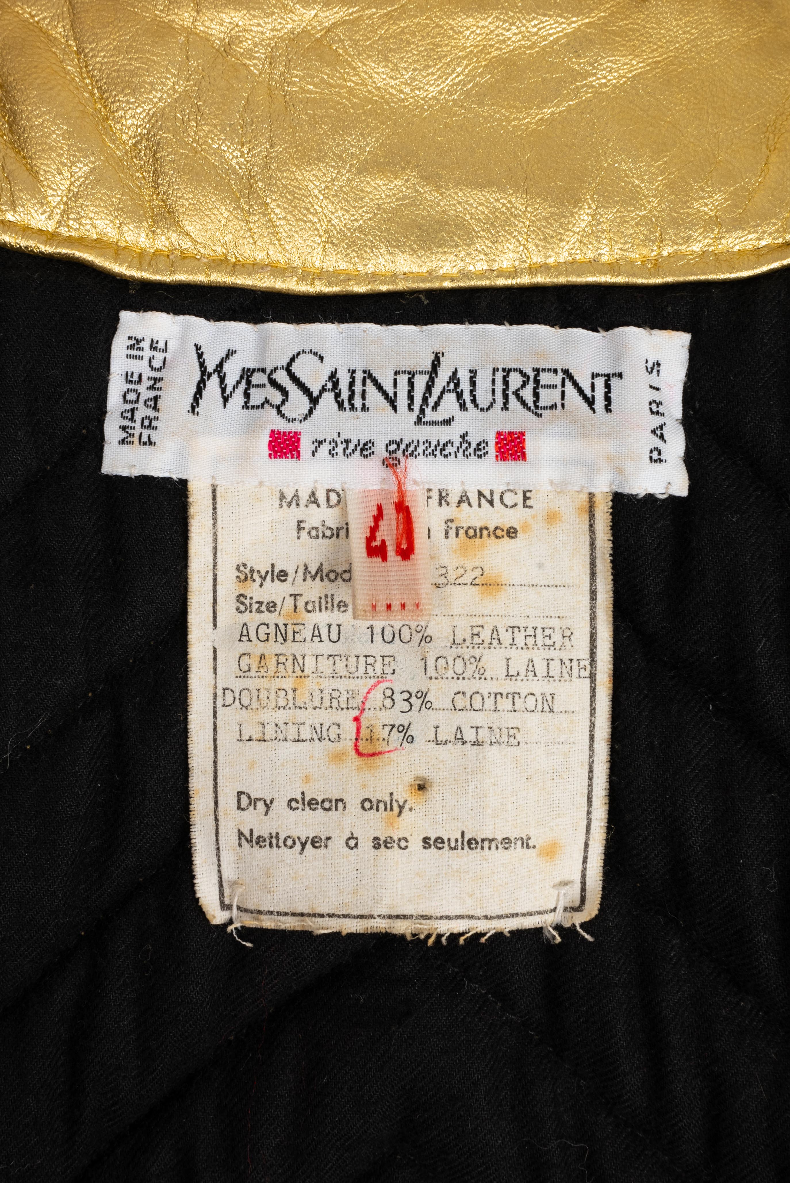 Veste en cuir dorÃƒÆ’Ã‚Â© Yves Saint Laurent