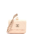 CHANEL CC Pearl Coin Card Holder with Chain Quilted Iridescent Caviar