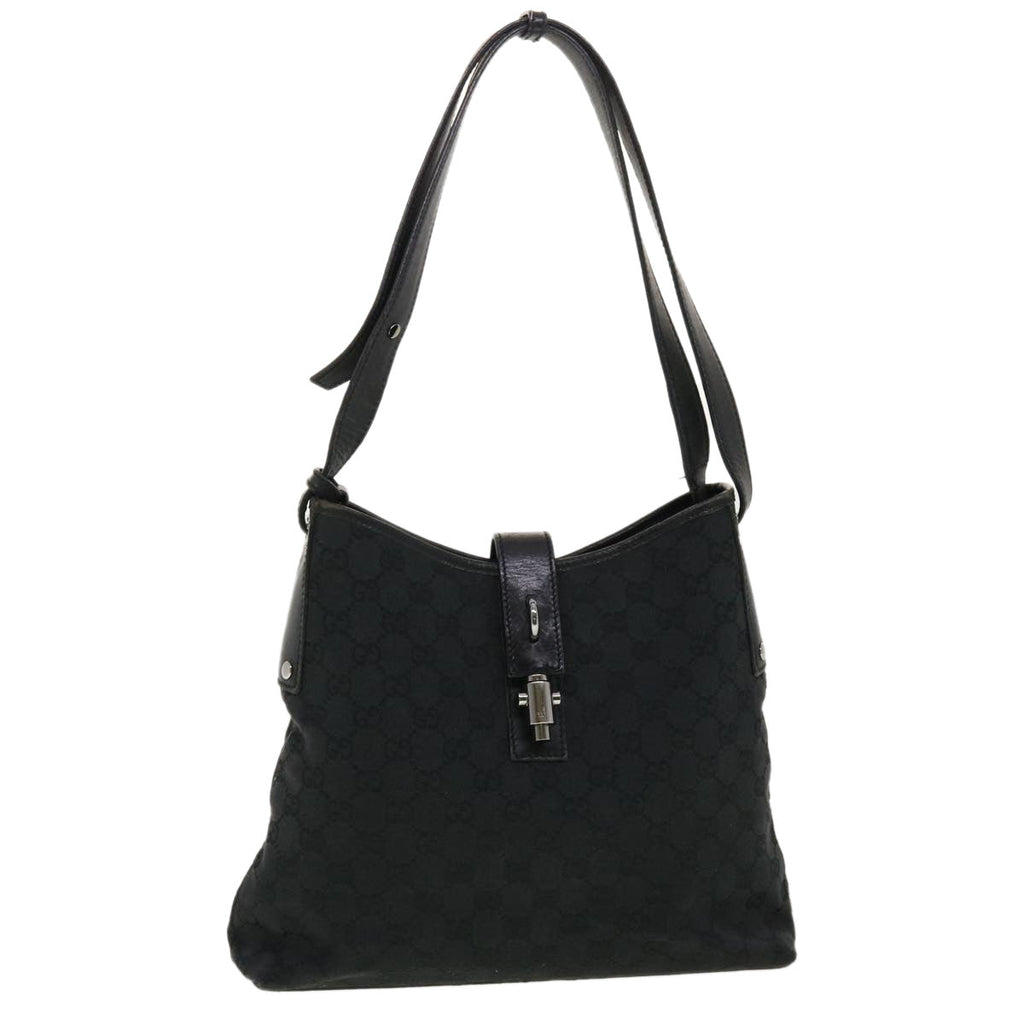 GUCCI GG Canvas Jackie Shoulder Bag Black 110291 40755