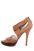 Prada Beige & Brown Python Wrap Heels SZ 40.5