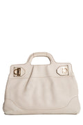 Salvatore Ferragamo Cream Giancini Closure Leather Tote