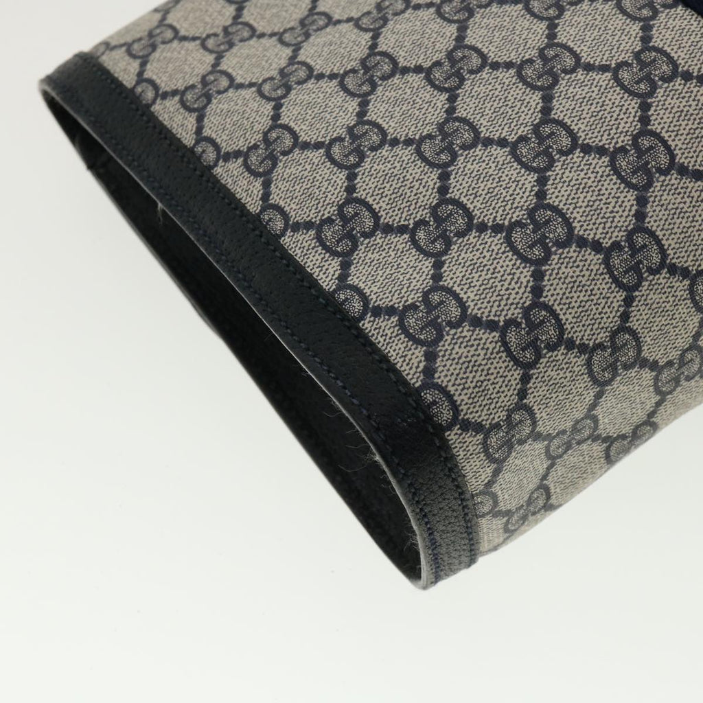 GUCCI GG Canvas Sherry Line Clutch Bag Gray Navy Red 89.01.007 40956