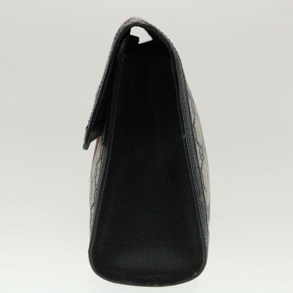 GUCCI GG Canvas Sherry Line Clutch Bag Gray Navy Red 89.01.007 40956