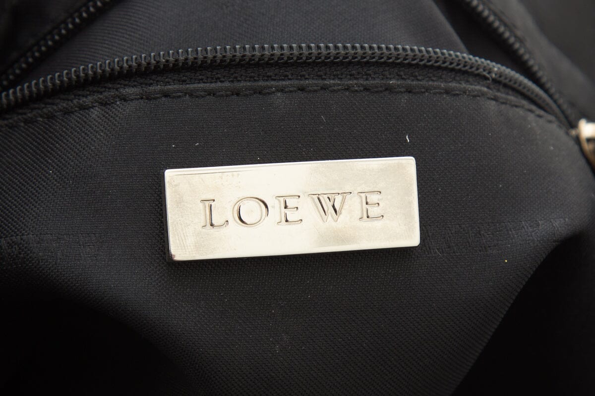 Loewe Black Logo Chain Handle Lambskin Handbag