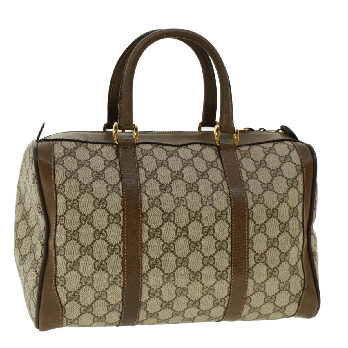 GUCCI GG Canvas Hand Bag PVC Leather Beige 41256
