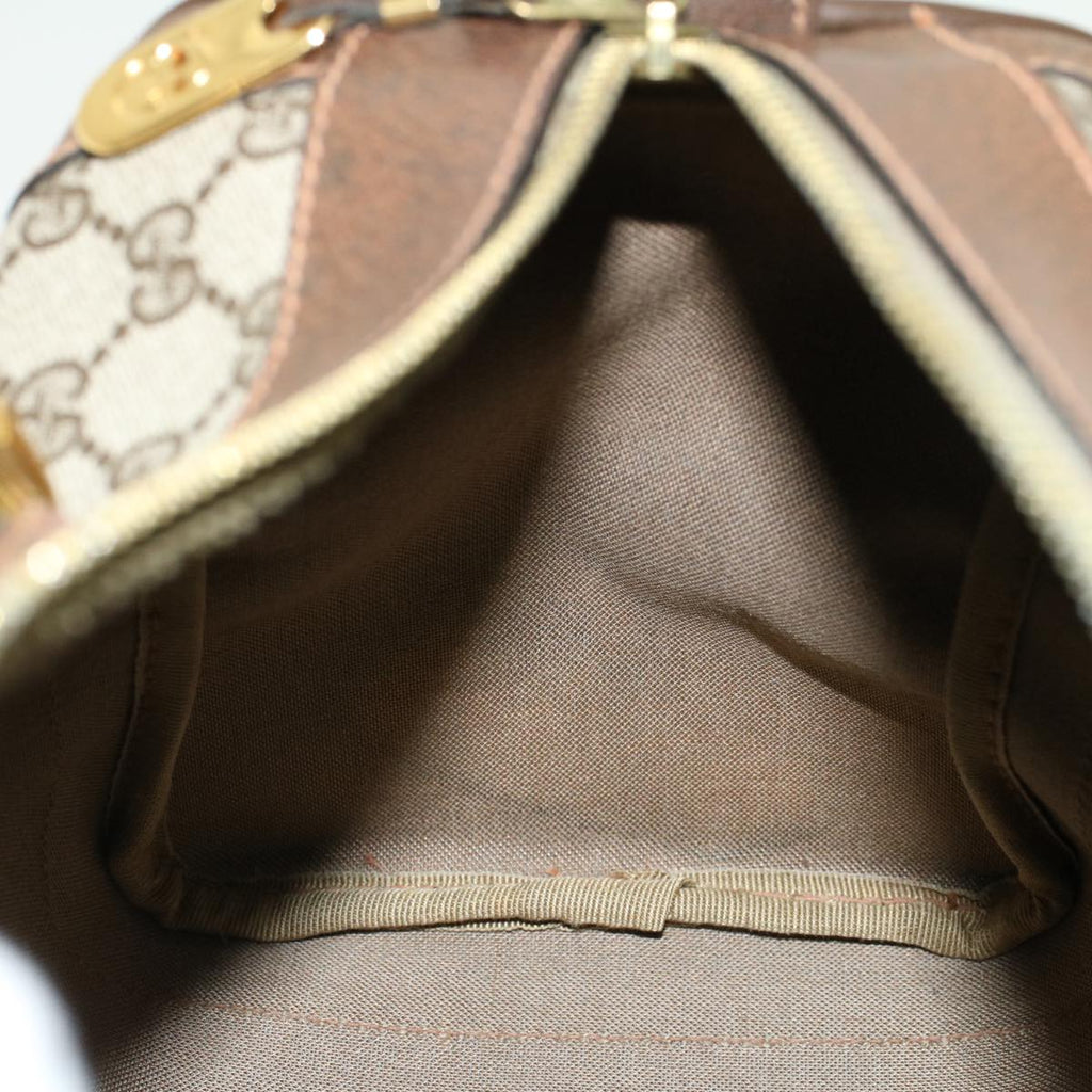 GUCCI GG Canvas Hand Bag PVC Leather Beige 41256