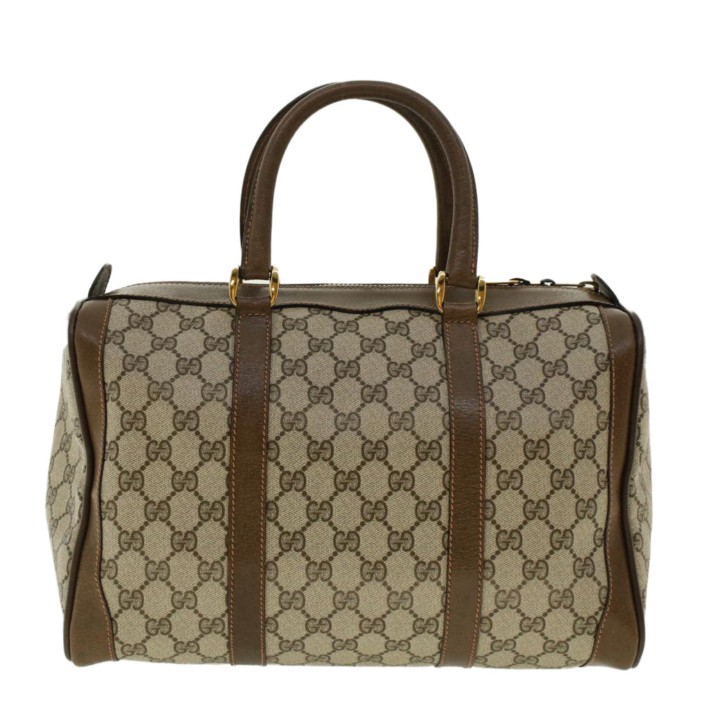 GUCCI GG Canvas Hand Bag PVC Leather Beige 41256