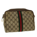 GUCCI GG Canvas Web Sherry Line Clutch Bag Beige Red Green 010.378. 41257