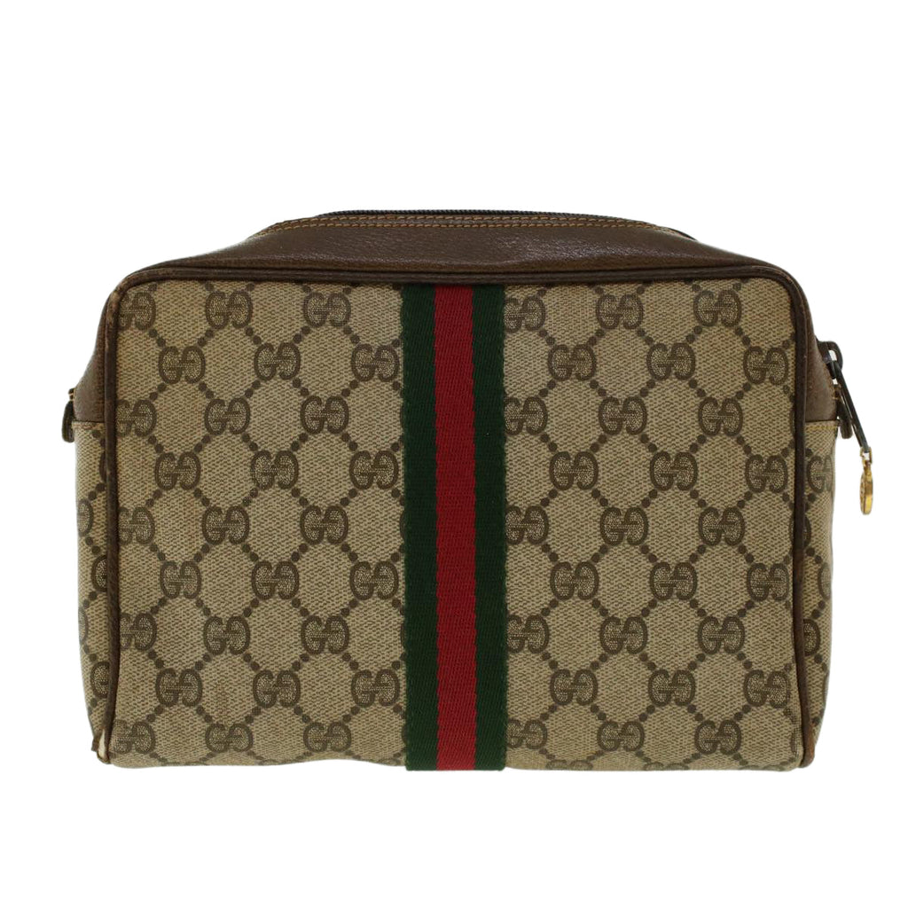 GUCCI GG Canvas Web Sherry Line Clutch Bag Beige Red Green 010.378. 41257