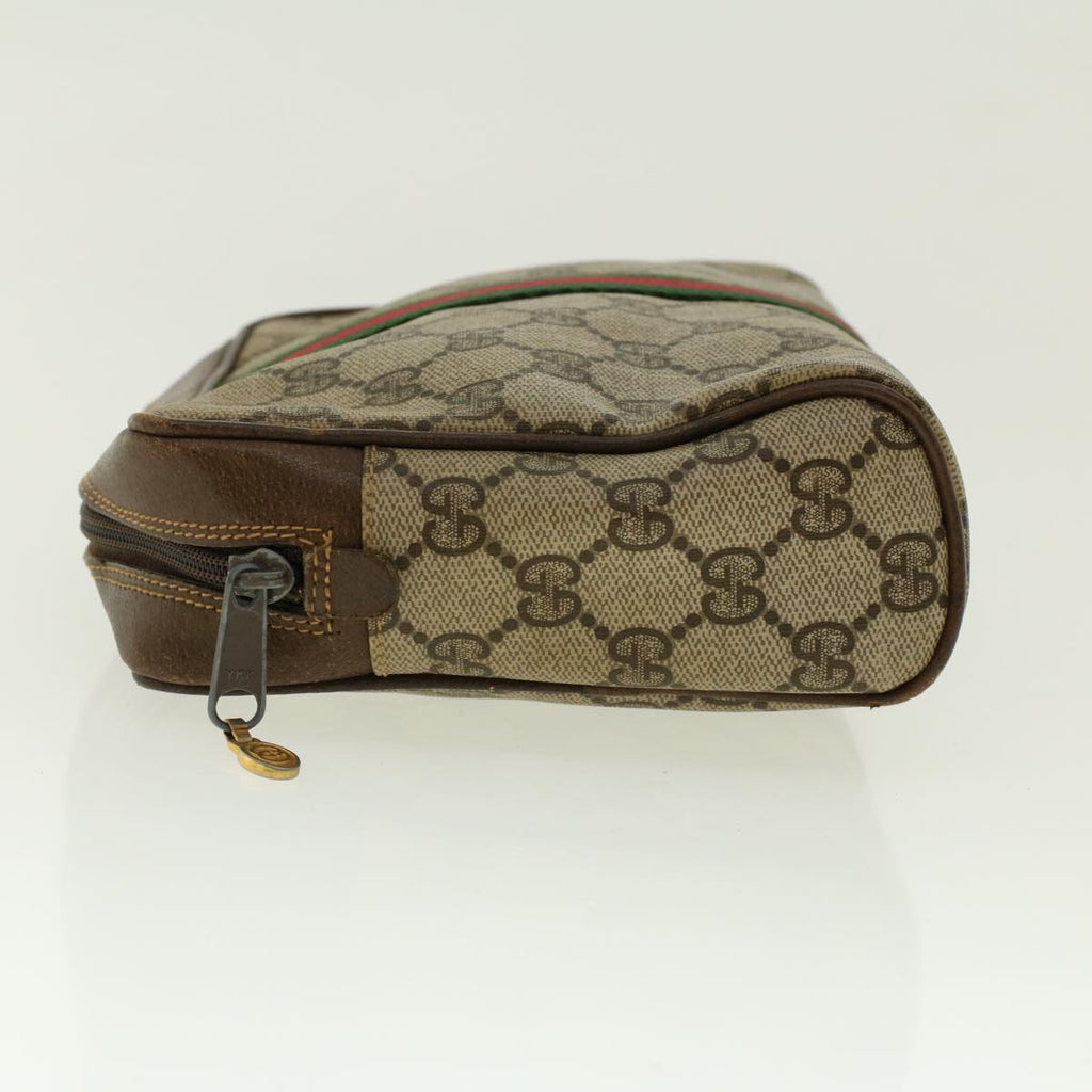 GUCCI GG Canvas Web Sherry Line Clutch Bag Beige Red Green 010.378. 41257