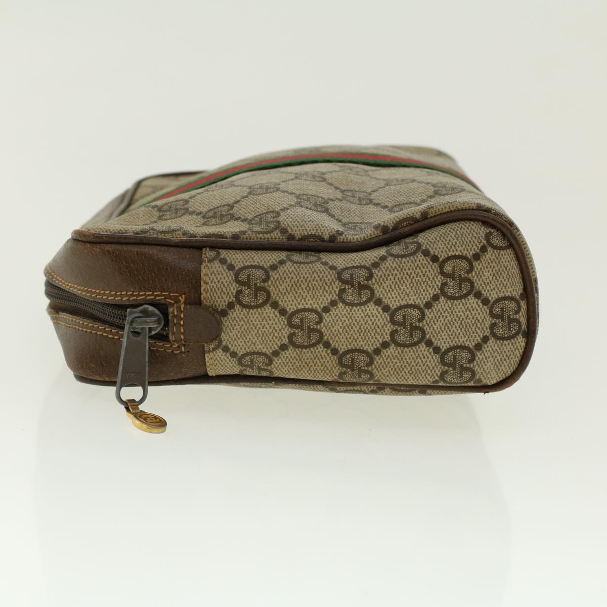 GUCCI GG Canvas Web Sherry Line Clutch Bag Beige Red Green 010.378. 41257