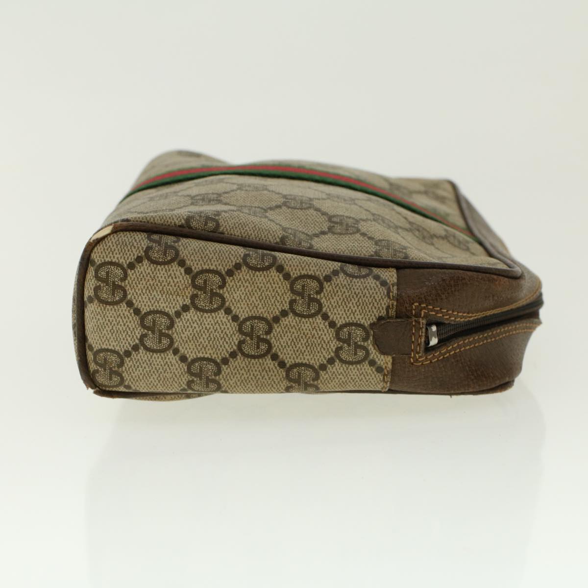 GUCCI GG Canvas Web Sherry Line Clutch Bag Beige Red Green 010.378. 41257