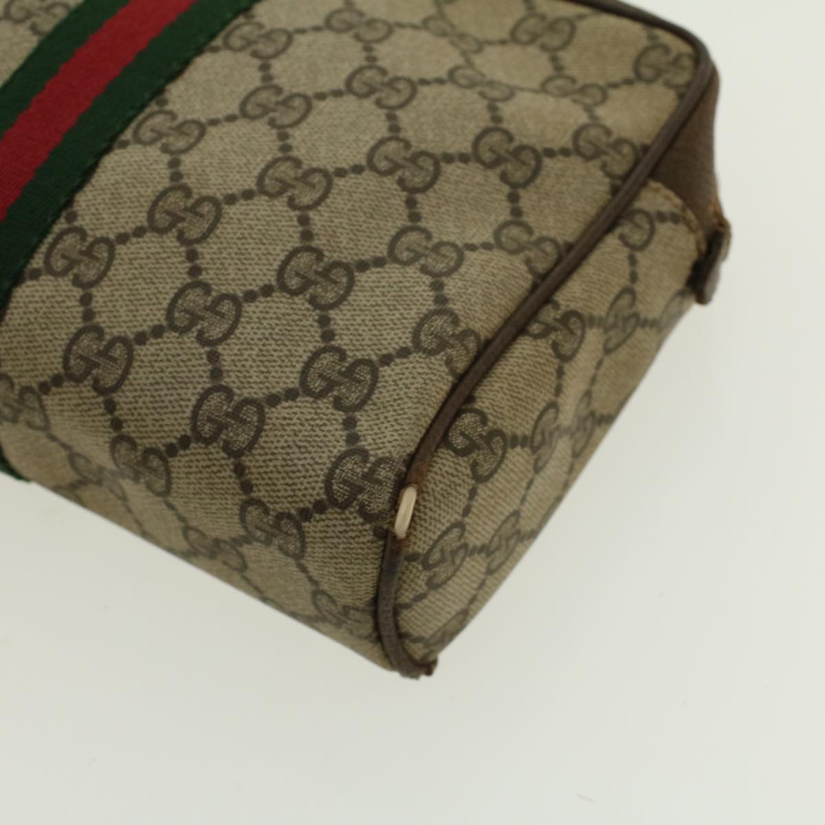 GUCCI GG Canvas Web Sherry Line Clutch Bag Beige Red Green 010.378. 41257