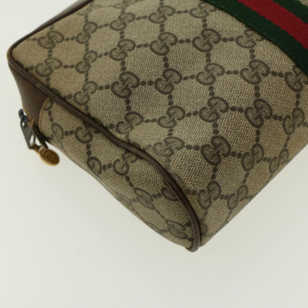 GUCCI GG Canvas Web Sherry Line Clutch Bag Beige Red Green 010.378. 41257