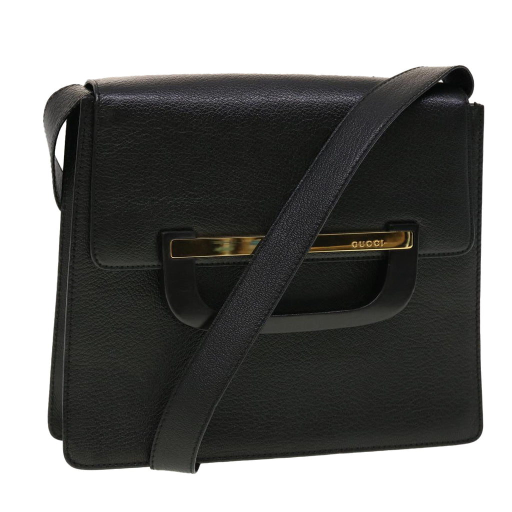 GUCCI Shoulder Bag Leather Black 41263