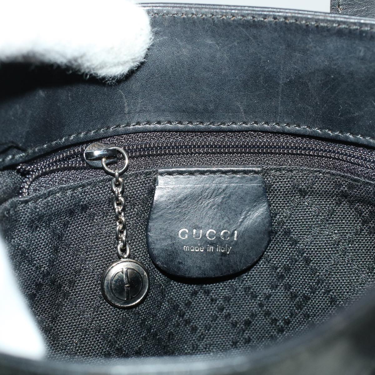 GUCCI Hand Bag Nylon Leather Black 000.2854.0500.5 41267