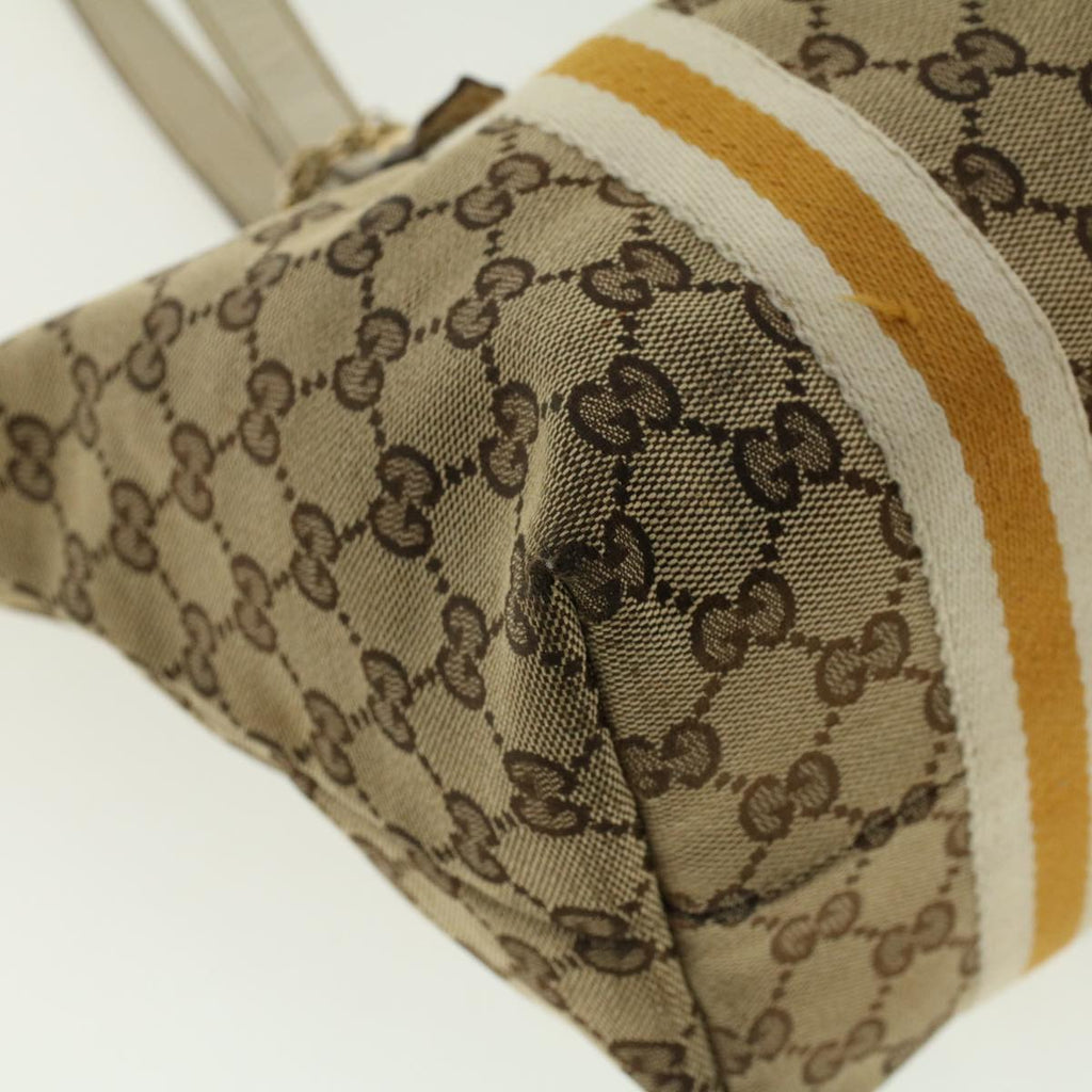 GUCCI GG Canvas Sherry Line Tote Bag Beige Yellow 137396 41322