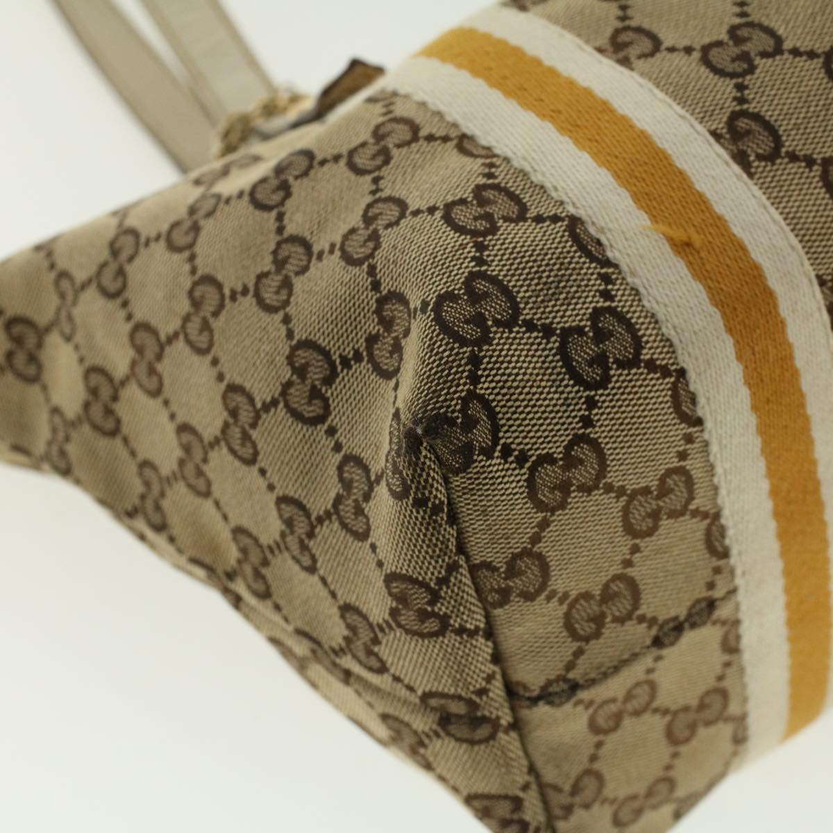 GUCCI GG Canvas Sherry Line Tote Bag Beige Yellow 137396 41322
