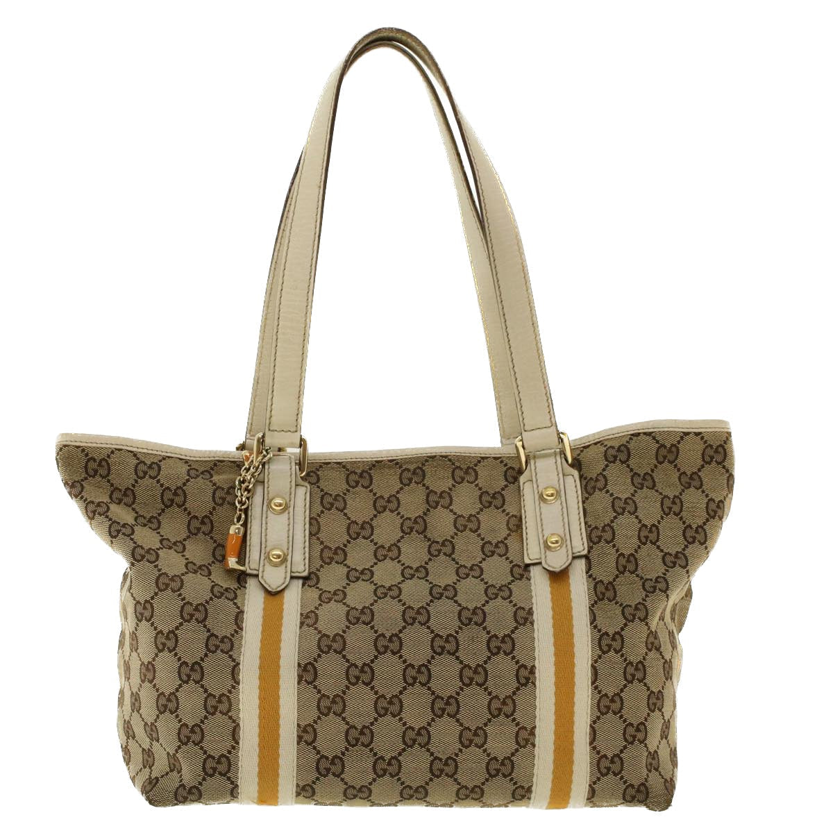 GUCCI GG Canvas Sherry Line Tote Bag Beige Yellow 137396 41322