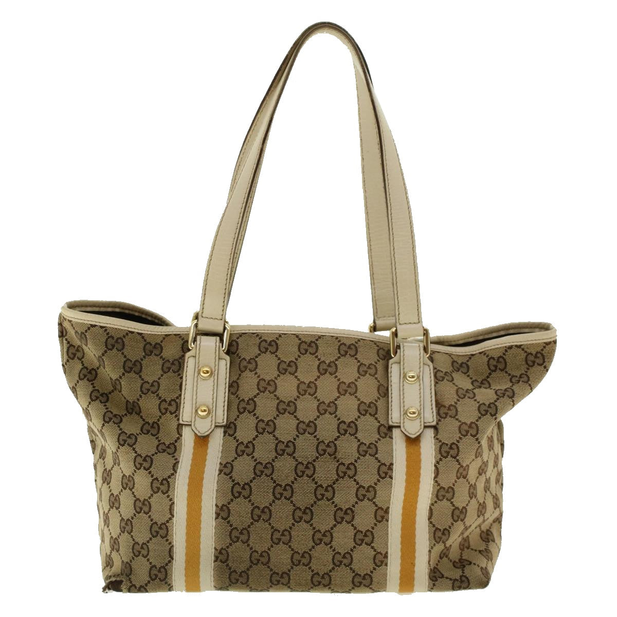 GUCCI GG Canvas Sherry Line Tote Bag Beige Yellow 137396 41322